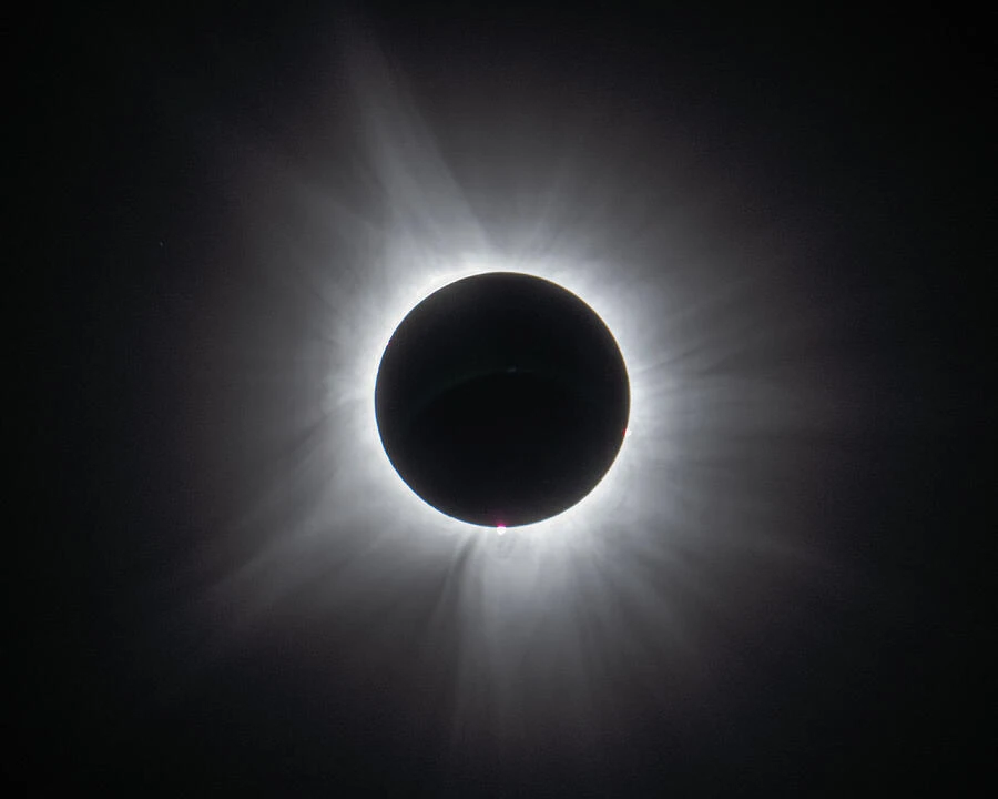 The solar corona around the eclipsed Sun, photographed April 8, 2024, in Morrilton, Arkansas.